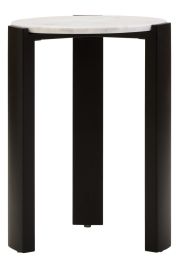 ZERVORA Round Marble Top Wooden Side Table - Black and White