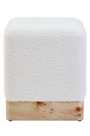 CARDENNE Boucle Fabric Sqaure Stool - Cream