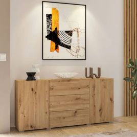 Cynosure Crest Sideboard with 3 Drawers and 2 Doors - Oak