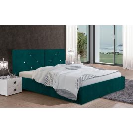 Cubana Plush Velvet Fabric Bed, Green Colour - 5 Sizes