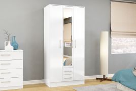 Wardrobe - LYTHAM 3 Door Wardrobe White 93.1cm