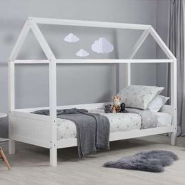 Wooden Frame Kids Single Bed - White