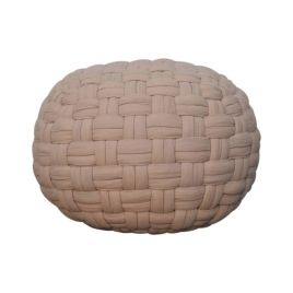 Cotton Tube Pouffe Footstool - Cream