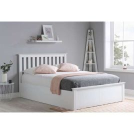 Phoenix Wooden Ottoman Storage Stone White Bed - Kingsize 5ft