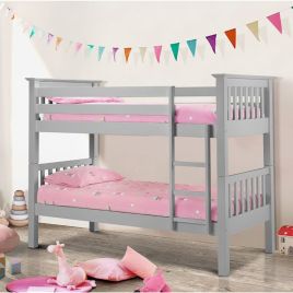 Barcelona Solid Pine Kids Bunk Bed - Dove Grey