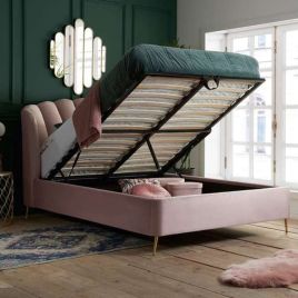 Lottie Upholstered Ottoman Pink Bed - Standard Double 4ft6