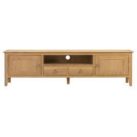 Cotswold Stylish Design Tv Unit Stand With 2 Drawers And Open Shelves - Oak