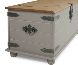 Corona Solid Pine Blanket Storage Box - Grey Wax