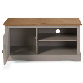 Corona Solid Pine TV Unit 1 Door - Grey Wax