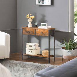 KESTRELLE Console Table Rustic Table with Storage for Hallway or Living Room - Rustic Brown