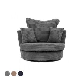 Porto Jumbo Cord Swivel Chair - Grey