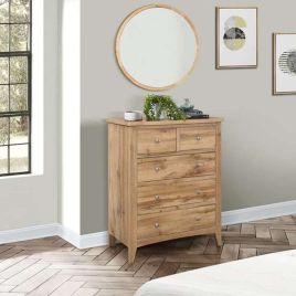 Oak Finish Chest of Drawers - HASTINGS Medium Chest  5 Drawers