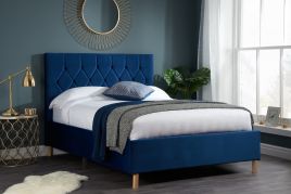 Loxley Modern Upholstered Blue Fabric Bed - Standard Double 4ft6