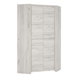 Angel Corner Fitted Wardrobe - White Craft Oak