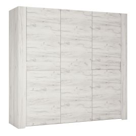 Wardrobe - AKRON 3 Door Wardrobe White and Oak 220.7cm