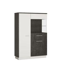 Zingaro Low display cabinet (RH) - Slate Grey and Alpine White