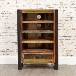 Laura Urban Edge DVD Cabinet with 3 Shelves and Drawer - Natural Wood