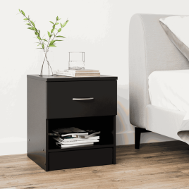 AYSFORD 1 Drawer Bedside Table with Open Shelve - Black