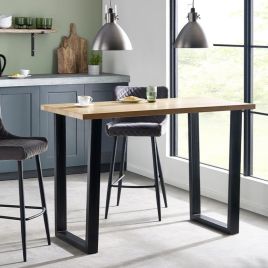 Metal Frame Legs Brooklyn Bar Table - Oak Top