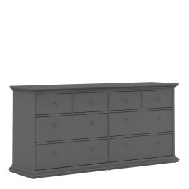 PORTHOPE Grey Chest of Drawers - Extra Large-sized, 8 Drawers