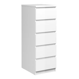 White Chest of Drawers - NANAIMO Tallboy Medium Chest  5 Drawers