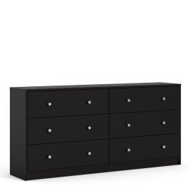 Black Chest of Drawers - MEAFORD Large Chest 6 Drawers Double Chest