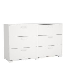 SOFI White Chest of Drawers - Extra Large-sized, 6 Drawers, Double