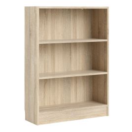 Basic Low Wide Bookcase (2 Shelves) in Oak - Oak
