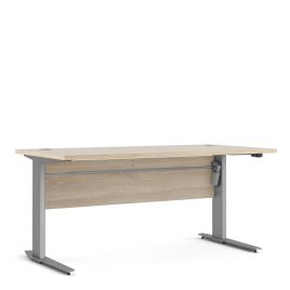 Prima Desk 150 cm in Oak with Height adjustable legs with electric control in Silver grey steel - Oak Effect/Steel Finish