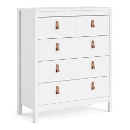 BURNLEY White Chest of Drawers - Medium-sized, 5 Drawers