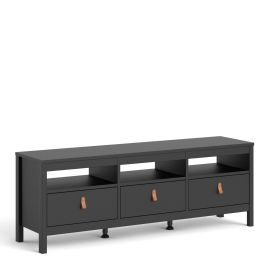 Barcelona Tv-unit 3 drawers in Matt Black - Matt Black