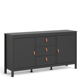 Barcelona Sideboard 2 doors + 3 drawers in Matt Black - Matt Black