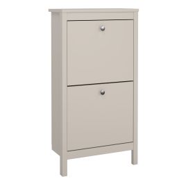 MEMPHIS Tallboy Narrow Shoe Cabinet 2 Flip Down Doors - Beige