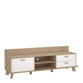 IKRON TV-unit with 1 Door + 2 Drawers in Jackson Hickory and White
