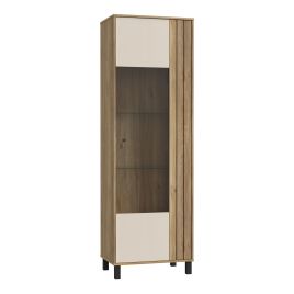 GABON Glass Door Display Cabinet in Cream and Oak