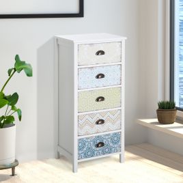 HERON Multi Colour Chest of Drawers - Tallboy, Small-sized, 5 Drawers