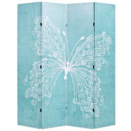 Folding Room Divider 160x170 cm Butterfly Blue