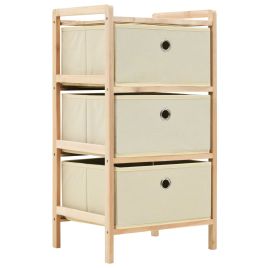 Storage Rack with 3 Nonwoven Baskets Cedar Wood Beige