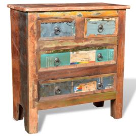 ANGEL Oak Finish Chest of Drawers - Medium-sized, 4 Drawers