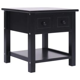 Side Table Black 40x40x40 cm Paulownia Wood