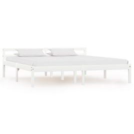Bed Frame White Solid Pine Wood 180x200 cm Super King