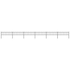 Garden Fence with Hoop Top Steel 10.2x0.6 m Black