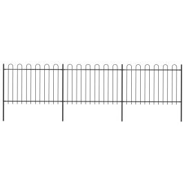 Garden Fence with Hoop Top Steel 5.1x1.2 m Black