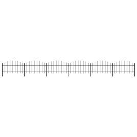 Garden Fence with Spear Top Steel (0.75-1)x10.2 m Black