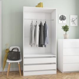 Wardrobe White 100x50x200cm Engineered Wood - Fuye