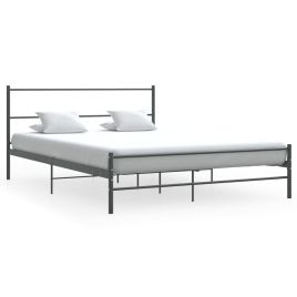 Bed Frame Grey Metal 140x200 cm