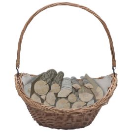 Firewood Basket with Handle 57x46.5x52 cm Brown Willow