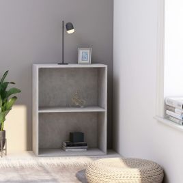 2-Tier Book Cabinet Concrete Grey 60x30x76.5 cm Chipboard