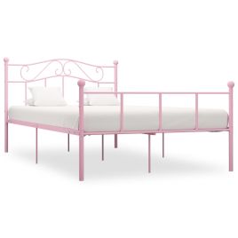 Bed Frame Pink Metal 140x200 cm