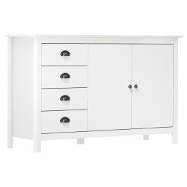 Sideboard Hill White 130x40x80 cm Solid Pine Wood